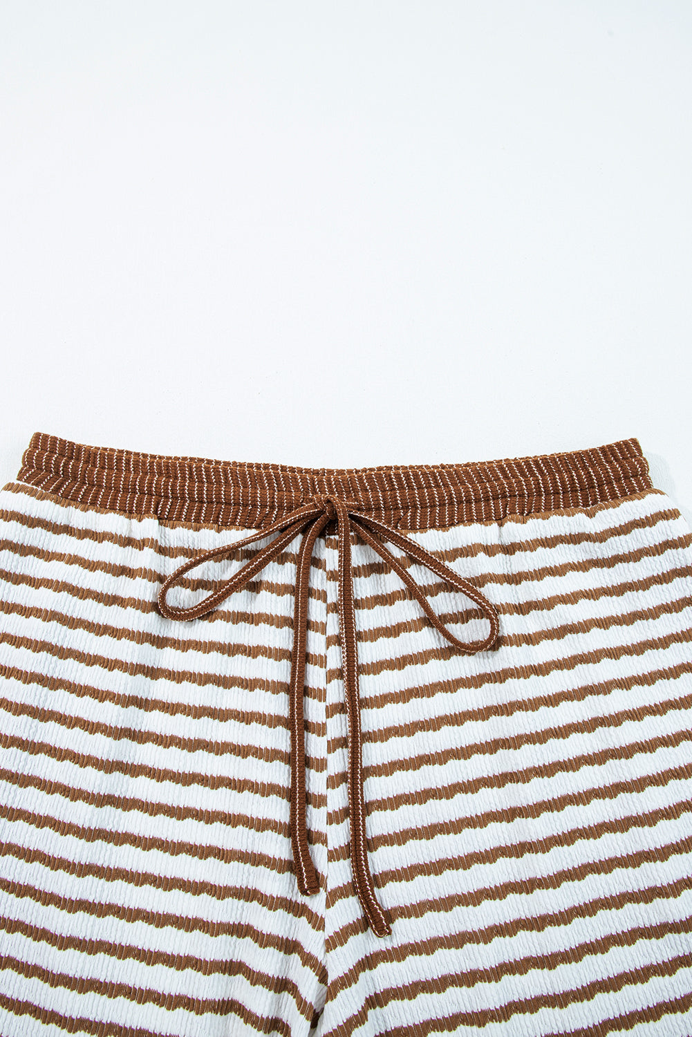 Khaki Stripe Plus Size Collared V Neck Set With Wide Leg Dear-Lover Dropshipping